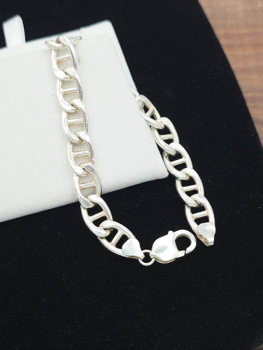 Vintage 1758AR 925 Sterling Silver Mariner Link Chain Bracelet Wide Statement